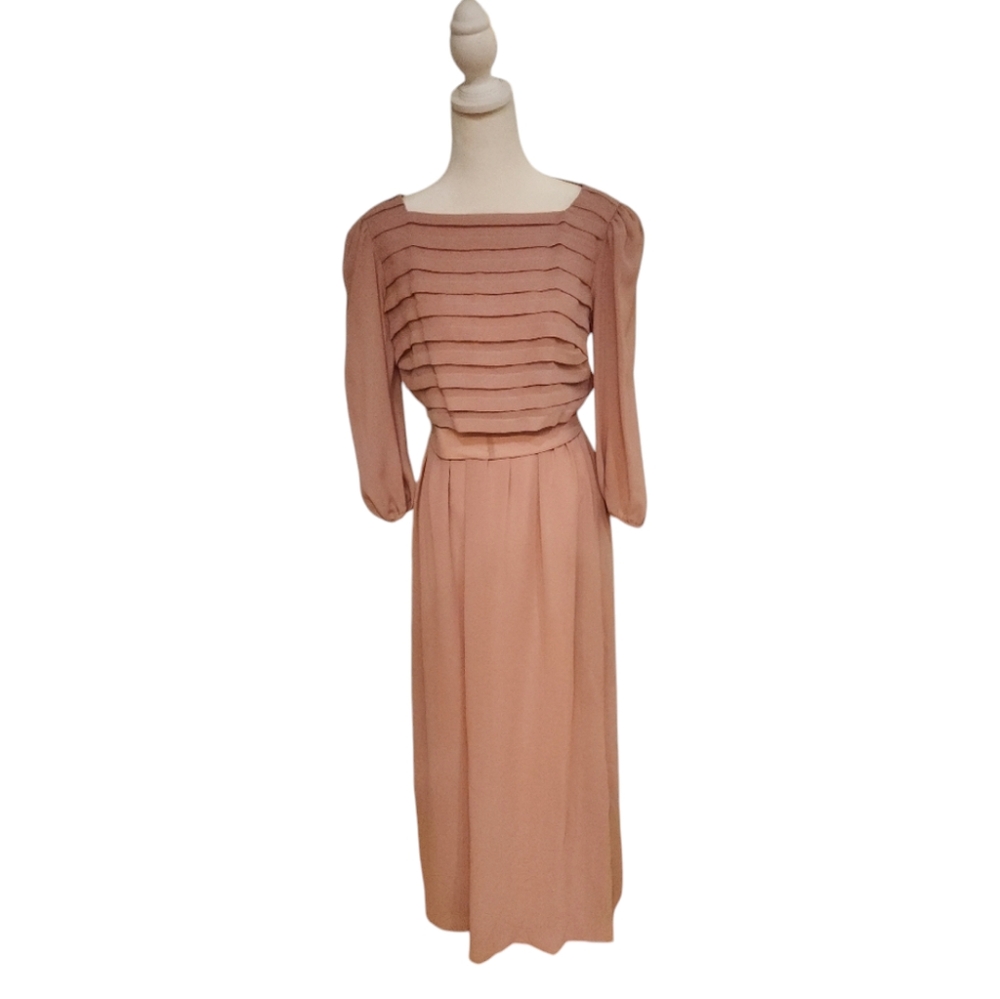 Miss Elliette Cali Peach 🍑Maxi Dress Sm 60s/70s Collectors Piece EUC Orig Belt